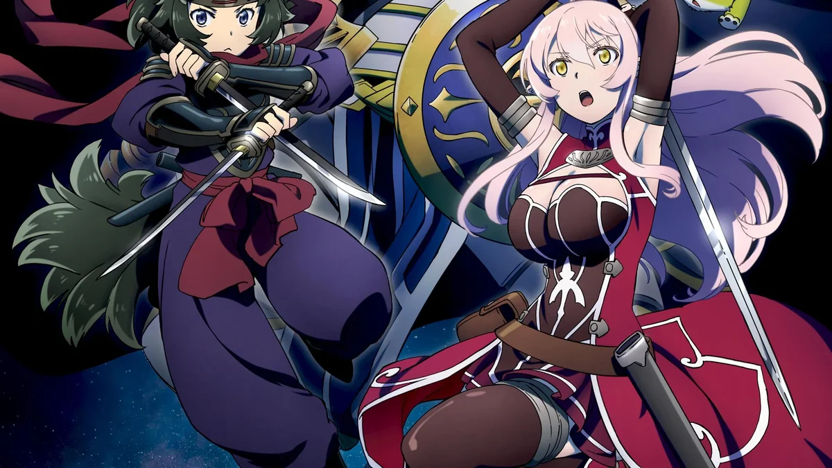 Chiome and Ariane from Skeleton Knight in Another World in close-up action pose